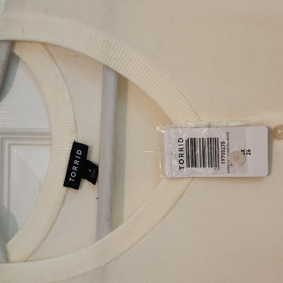 NWT Torrid Sz 4 Sz 26 Cream Cardigan **Minor Snag, See Picture - Picture 4 of 6